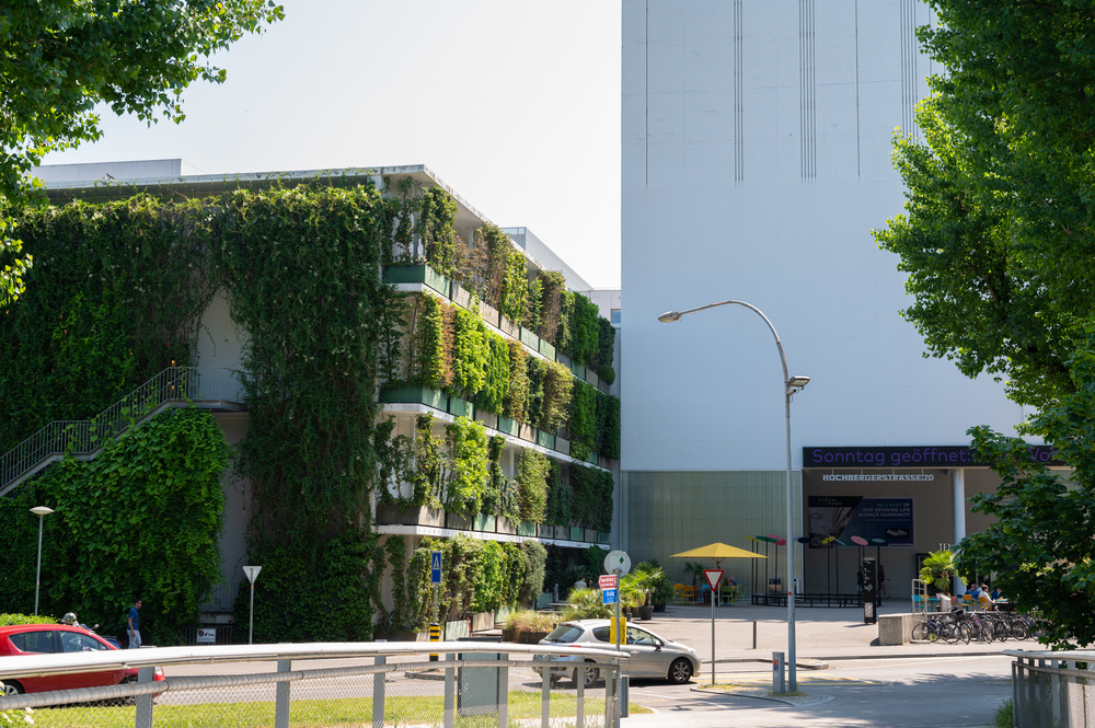 BASEL, Switzerland - Green buildings in Basel shopping center